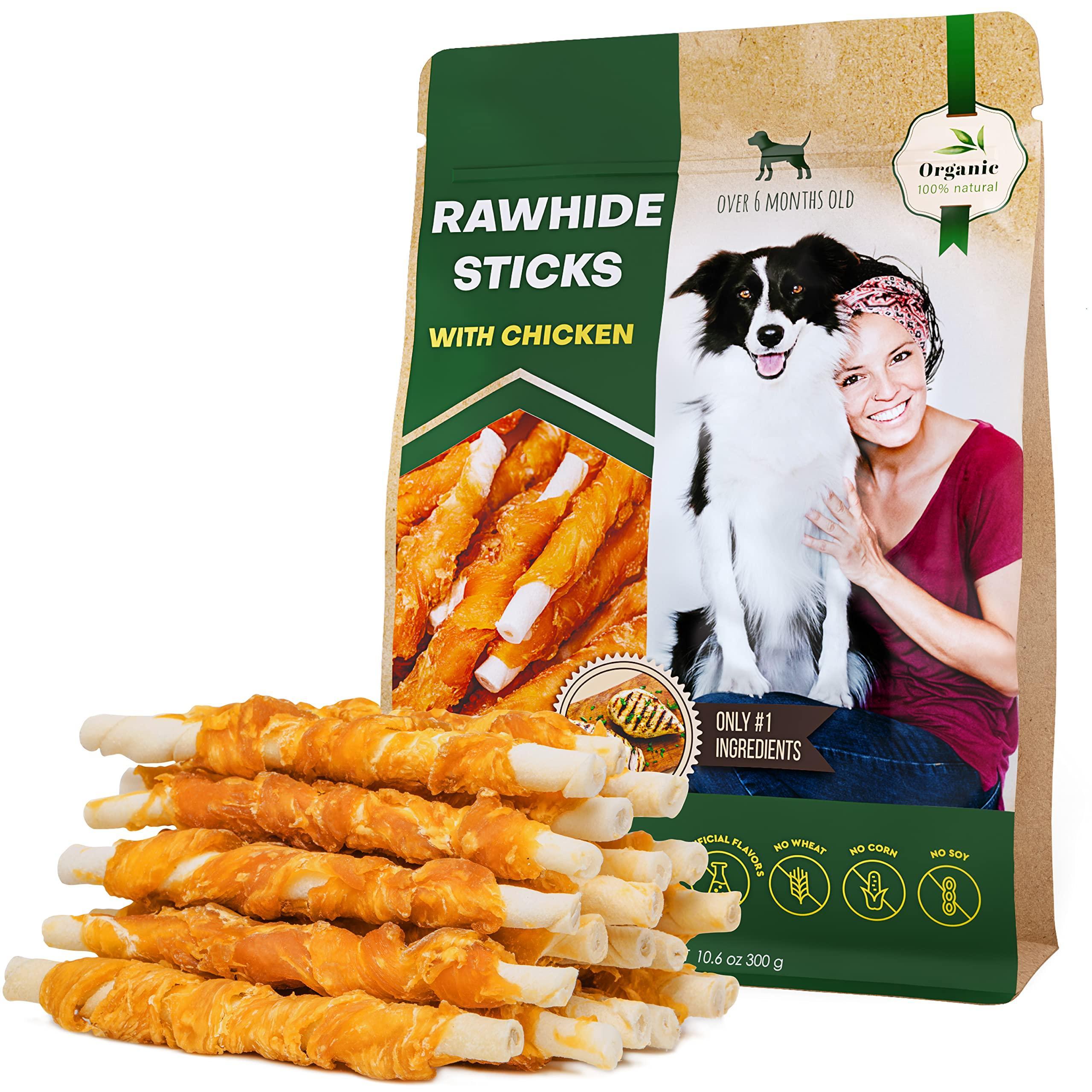 Rawhide Sticks Wrapped with Chicken