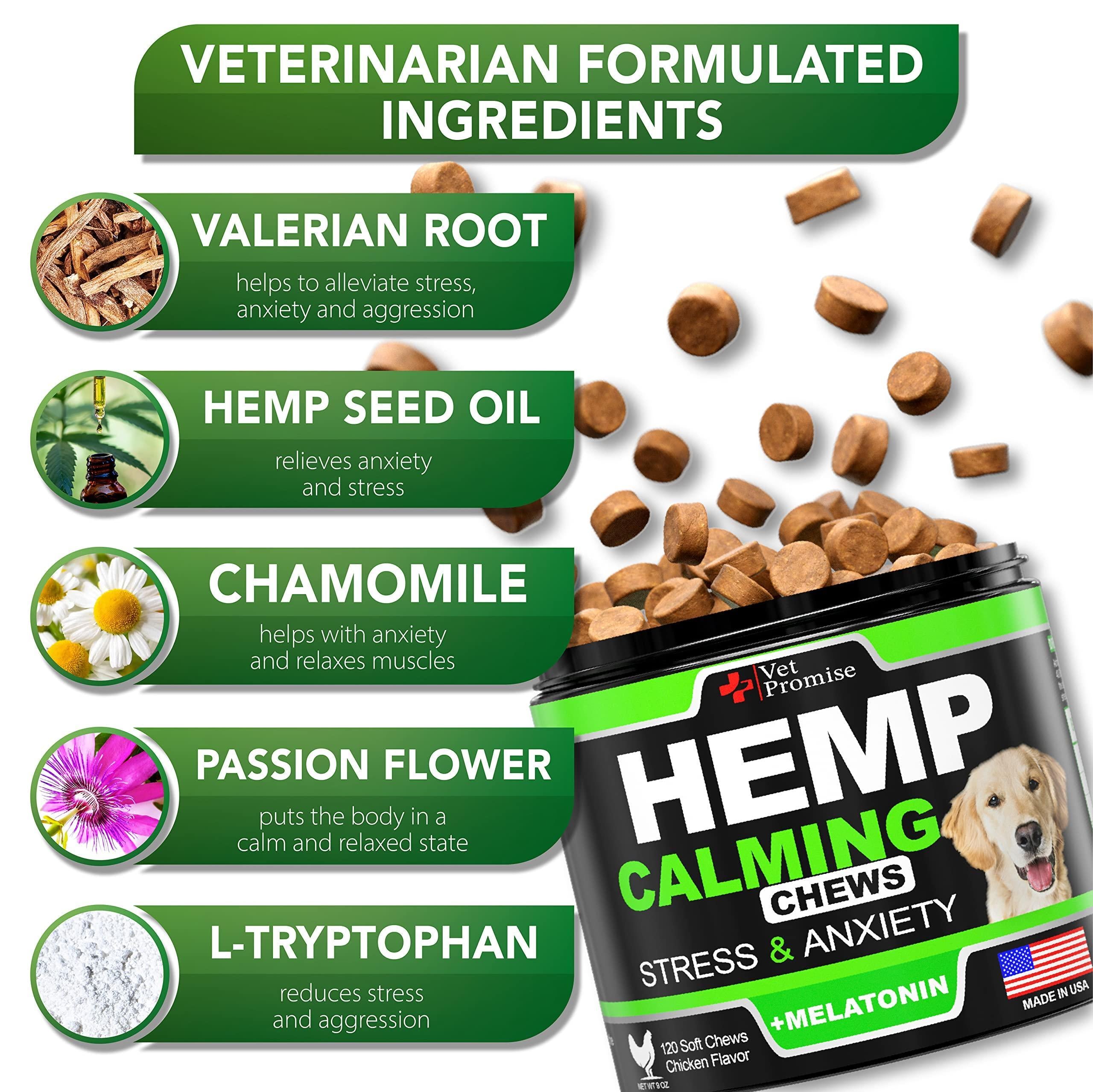 Hemp Calming Chews for Dogs with Anxiety and Stress - 120 count