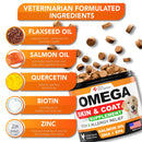 Omega 3 Fish Oil for Dog Skin and Coat - 120 count